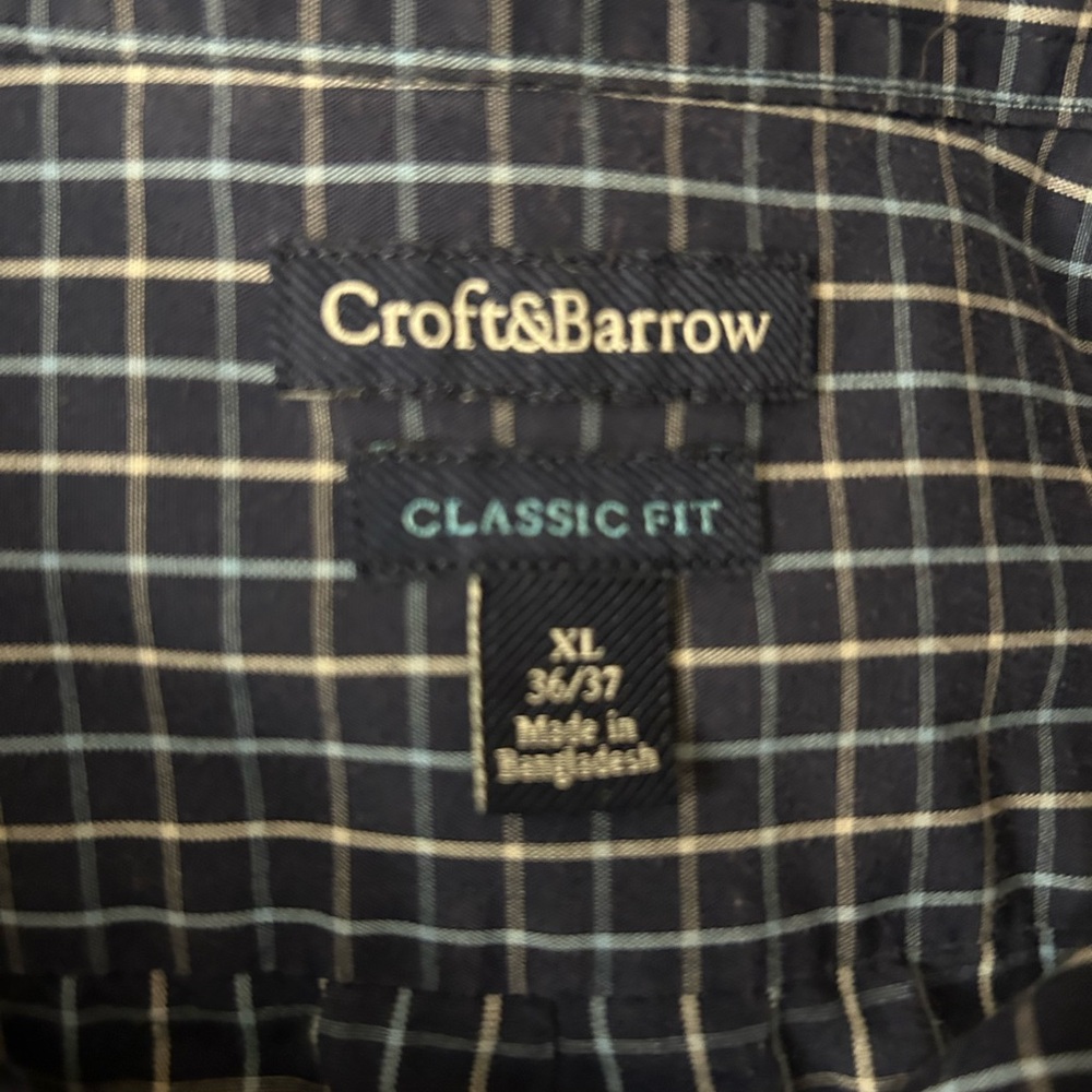 Men’s Navy Plaid Dress Shirt